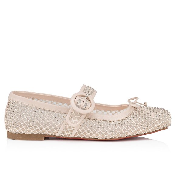Christian Louboutin MAMASTRAPITINA Strass Crystal Mesh Ballerina Flats - Picture 2 of 16